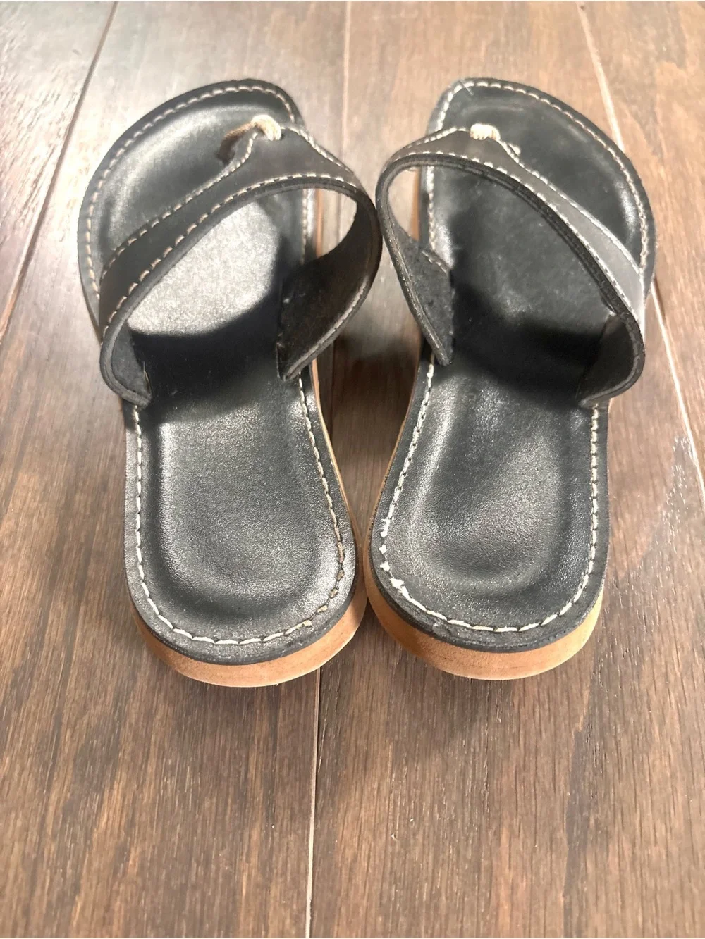 Kino Black Leather Thong Flip Flop Sandals- Made in Key West USA- Size 8